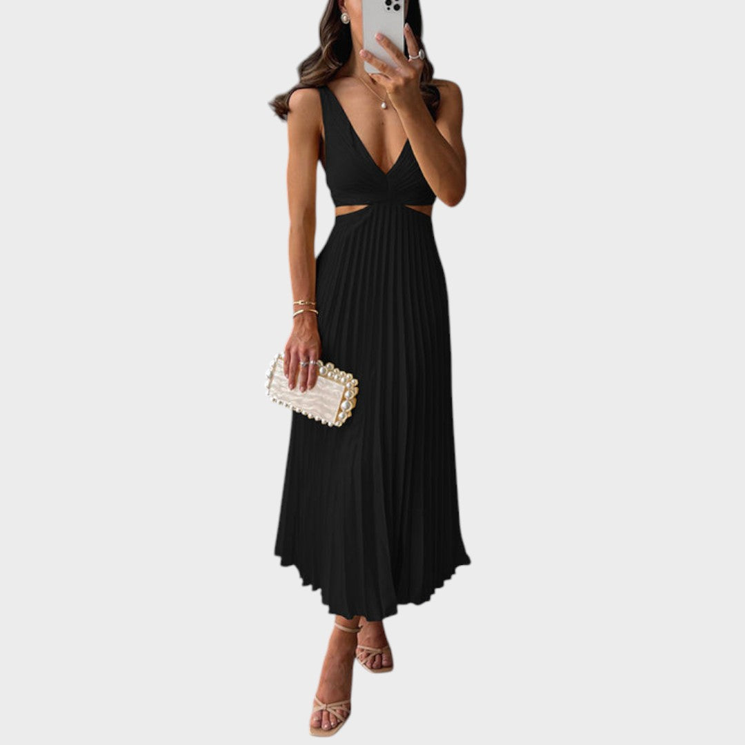 Katarina - Elegant Dress with V-Neck and Pleated Skirt