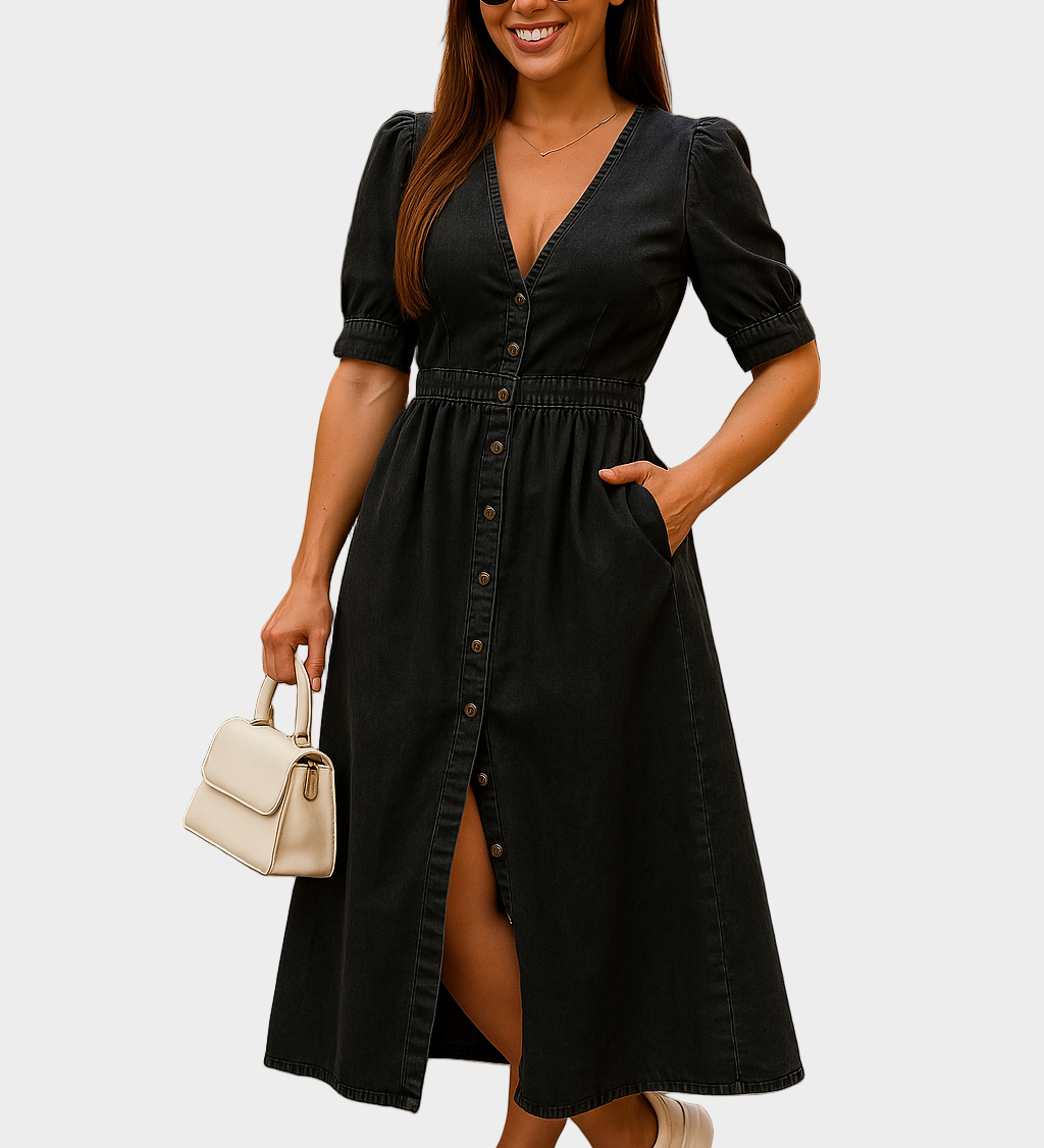 Button-up Denim Dress