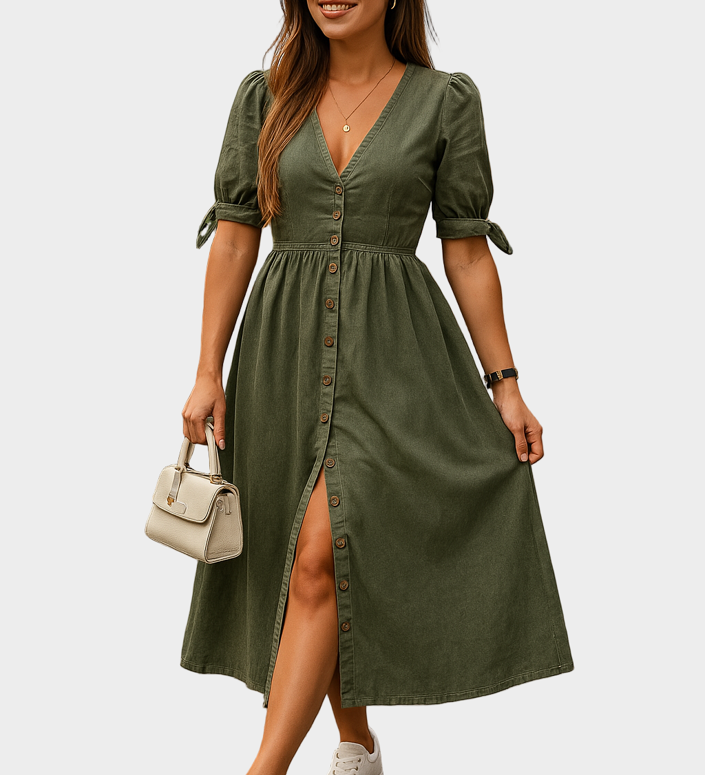 Button-up Denim Dress