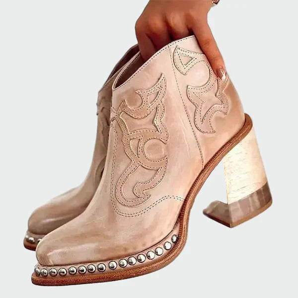 Stanislava - Leather Boots with Embroidery