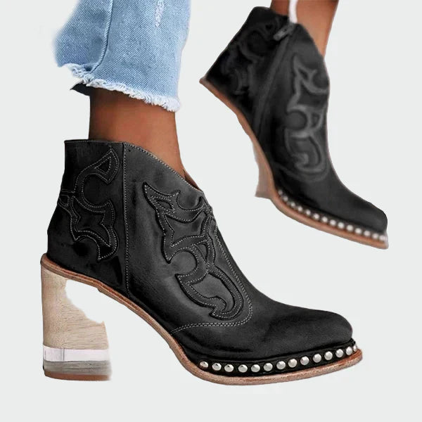 Stanislava - Leather Boots with Embroidery