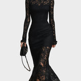 Jasna - Black Lace Maxi Dress