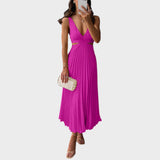 Katarina - Elegant Dress with V-Neck and Pleated Skirt