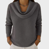 Mia – Warm Waffle Knit Sweater with Elegant Collar