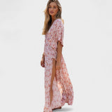 Vilma - Rose Boho Dress with Slit