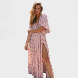 Vilma - Rose Boho Dress with Slit