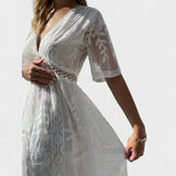 Marinka - Elegant Long Boho Dress with Lace