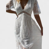 Marinka - Elegant Long Boho Dress with Lace