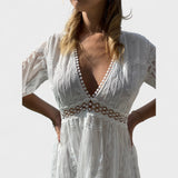 Marinka - Elegant Long Boho Dress with Lace