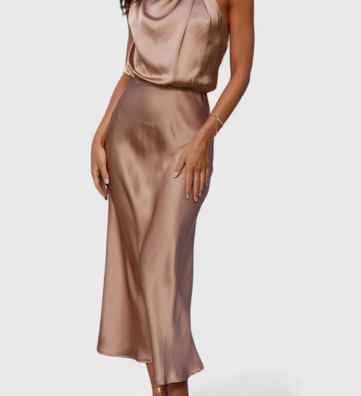 Rina - Elegant Dress with Draped Collar
