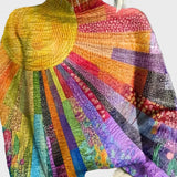 Multicolored Knitted Turtleneck Sweater