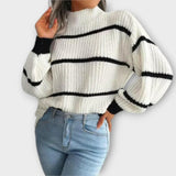 Chavala - Sweater with Collar and Striped Pattern