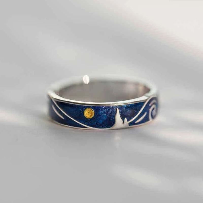 Starry Bond – Van Gogh Rings for Couples