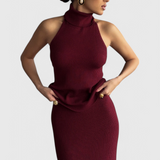 Rhea - Midi Dress in Ribbed Fabric, Backless