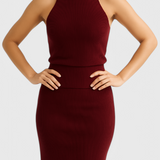 Rhea - Midi Dress in Ribbed Fabric, Backless