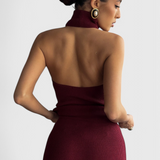 Rhea - Midi Dress in Ribbed Fabric, Backless