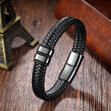 Shadow Weave – Braided Leather Bracelet