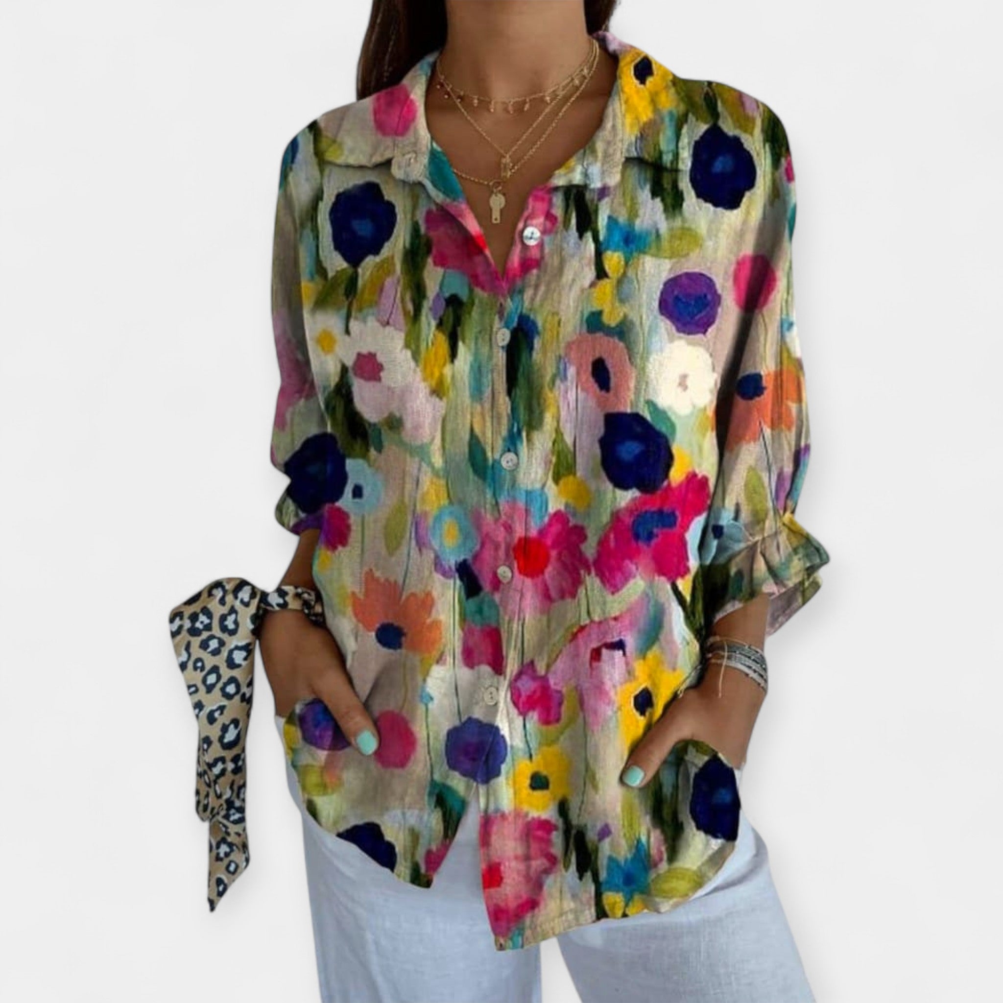 Artistic Linen Shirt with Comfortable Cut