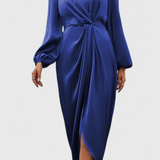 Giada - Elegant Pink Dress with V-Neck and Side Slit
