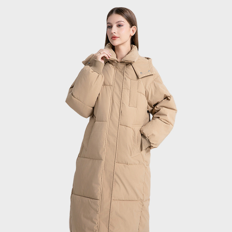 Lana - Classic Long Puffer Coat with Hood