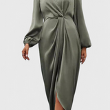 Giada - Elegant Pink Dress with V-Neck and Side Slit