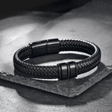 Shadow Weave – Braided Leather Bracelet