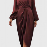 Giada - Elegant Pink Dress with V-Neck and Side Slit