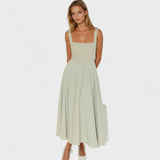 Maribel – Midi Dress with Square Neckline