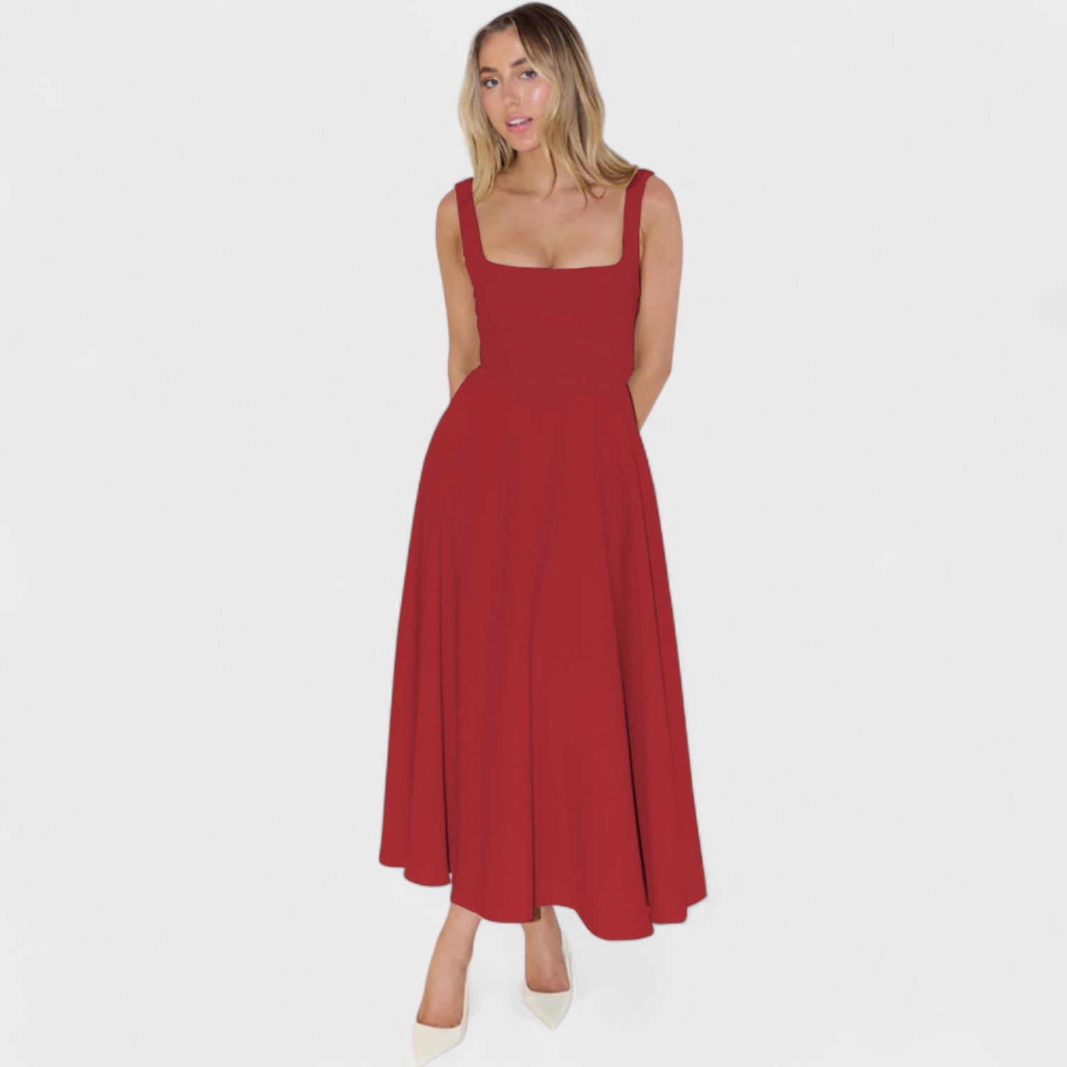 Maribel – Midi Dress with Square Neckline