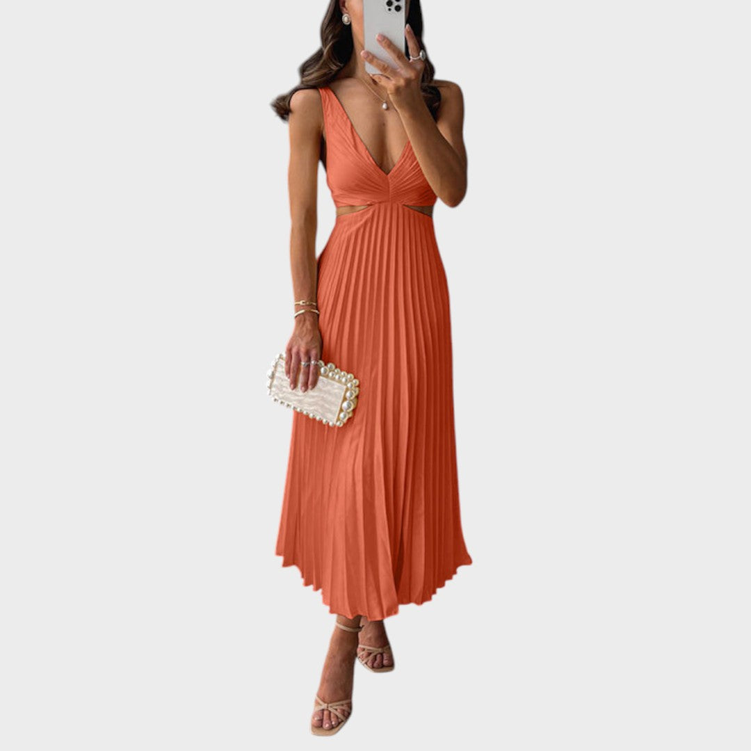 Katarina - Elegant Dress with V-Neck and Pleated Skirt