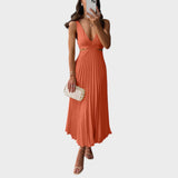 Katarina - Elegant Dress with V-Neck and Pleated Skirt