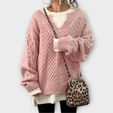 Lili - Oversized Knitted Sweater with Cable Pattern