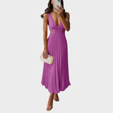 Katarina - Elegant Dress with V-Neck and Pleated Skirt