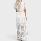 Marinka - Elegant Long Boho Dress with Lace