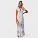 Marinka - Elegant Long Boho Dress with Lace