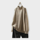 Knitted Sweater with High Collar