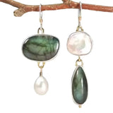 Elegant expressive earrings with labradorite pearls