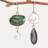Elegant expressive earrings with labradorite pearls