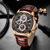 Chronograph watch with premium leather strap