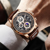Chronograph watch with premium leather strap