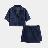Jeans Set with V-Neck