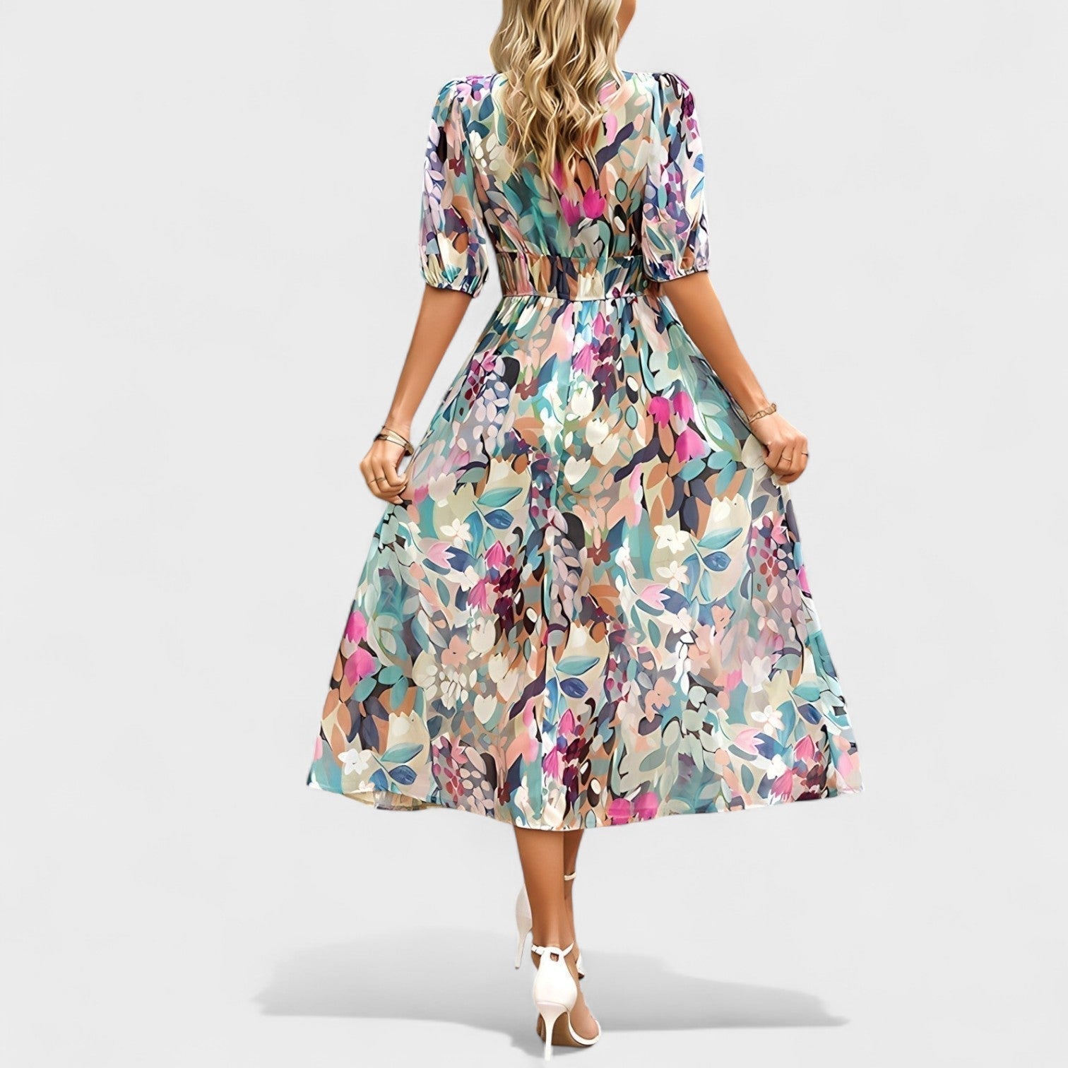 Clara – Elegant Floral Midi Dress
