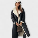 Marija – Long Classic Jacket with Fleece Lining and Teddy Material Collar