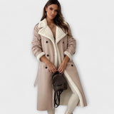 Marija – Long Classic Jacket with Fleece Lining and Teddy Material Collar
