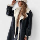 Marija – Long Classic Jacket with Fleece Lining and Teddy Material Collar