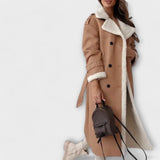 Marija – Long Classic Jacket with Fleece Lining and Teddy Material Collar