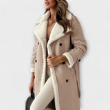 Marija – Long Classic Jacket with Fleece Lining and Teddy Material Collar