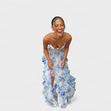 Mirjana - Long Floral Dress with Lace Ruffles