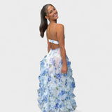 Mirjana - Long Floral Dress with Lace Ruffles