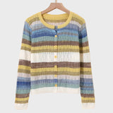 Retro Inspired Knitted Cardigan with Striped Pattern
